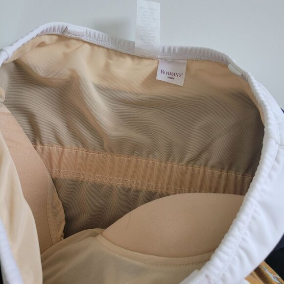 Roman's Swimsuit Dress Strapless Blue White Bow Womens 14W - Picture 4 of 9